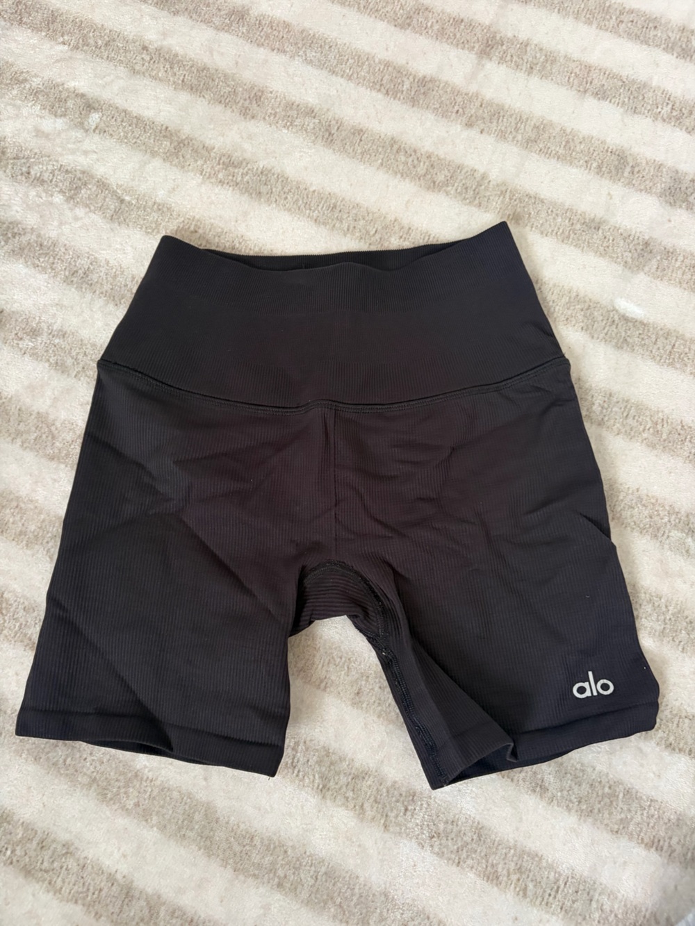 ALO Yoga Black Ribbed bike shorts
